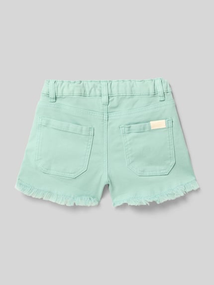 Produktfoto, Jeansshorts im 5-pocketmodel met gerafelde zoom van Mayoral, katoenmix met stretch, straight fit voor kinderen, achterkant