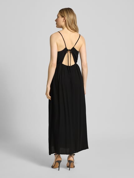 ICHI Midi-jurk van viscose met diepe ruguitsnijding Zwart - 5