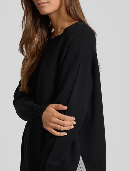 COMMA Strickpullover mit Seitenschlitzen Black 3