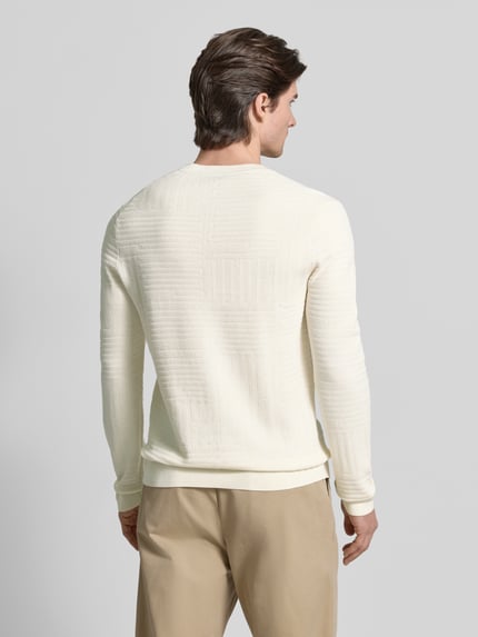 JOOP! COLLECTION Strickpullover mit gerippten Abschlüssen Modell 'Raikon' Offwhite 5