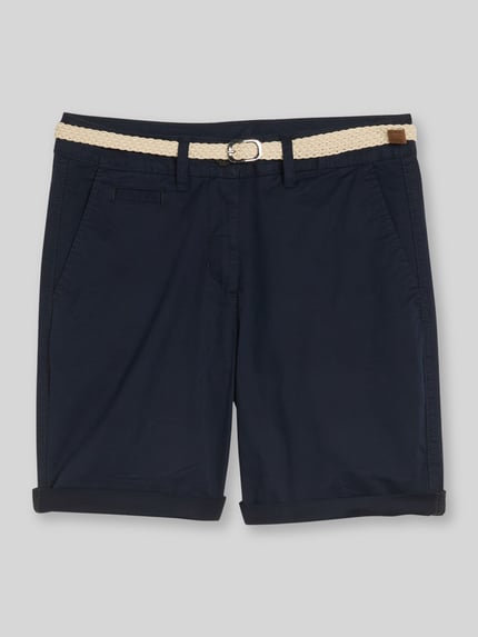 Tom Tailor regular fit bermuda met riem Donkerblauw - 2