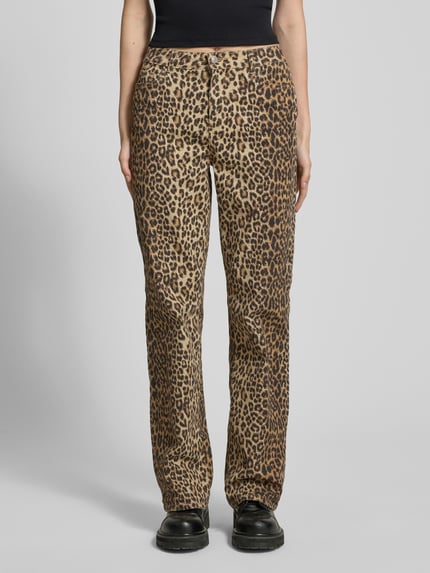 PIECES Straight Fit Jeans mit 5-Pocket-Design Modell 'ALUME' Sand 4