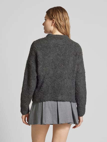 PIECES Regular Fit Strickpullover mit Wollanteil Modell 'NATHERINE' Anthrazit 5