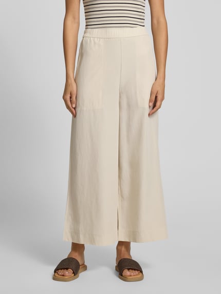 Marc O'Polo Wide leg culotte van een mix van lyocell en linnen Zand - 4