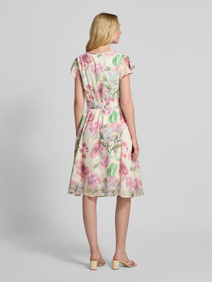 MORE & MORE Knielanges Kleid mit Bindegürtel Pink 5