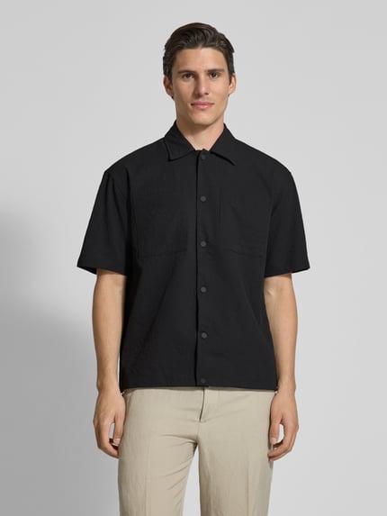 Jake*s Studio Men Regular Fit Freizeithemd mit Strukturmuster Black 4
