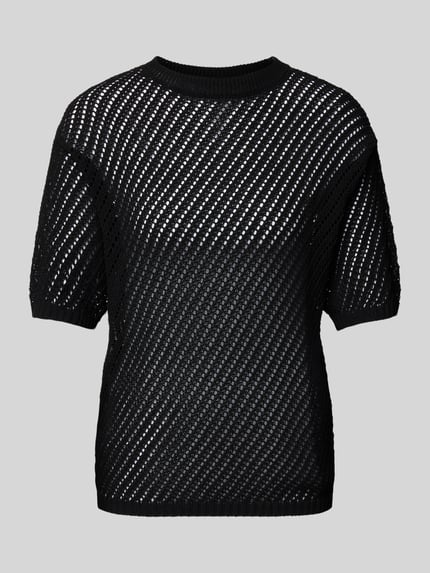 MANGO Strickshirt mit Lochmuster Modell 'REUS' Black 2