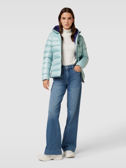 Blauer USA Steppjacke mit Stehkragen Hellblau 1