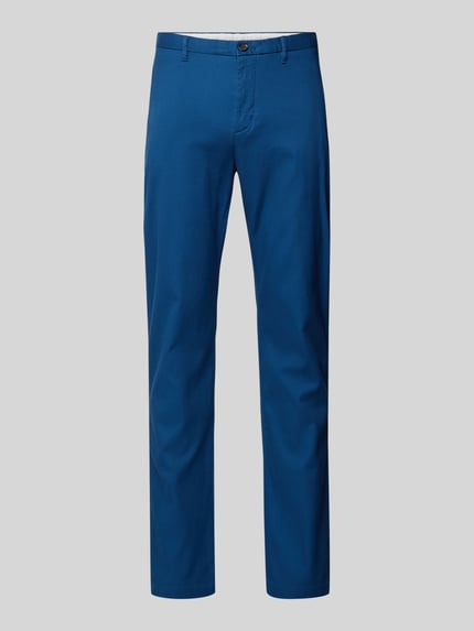 Produktfoto, Slim Fit Chino aus Baumwoll-Mix von Tommy Hilfiger, jednokolorowy, krój slim fit, wyhaftowane logo, mieszanka bawełny, pika