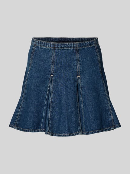 Mini-Jeansrock aus Baumwoll-Lyocell-Mix Modell 'GODET' Shop The Look MANNEQUINE