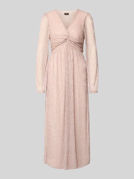 Produktfoto, Tailliertes Midikleid mit Schimmer-Effekt von s.Oliver BLACK LABEL in schimmernder Optik, Midi-Länge, Knotendetail, Chiffon