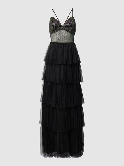 Hey Kyla Abendkleid im Stufen-Look mit Ziersteinbesatz Black 2