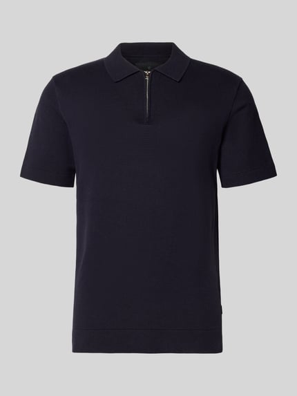 Productfoto, Regular Fit Poloshirt met ritssluiting model 'MILANO' van Jack & Jones Premium, bio-katoenmengsel, donkerblauw