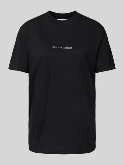 Selected T-shirt z nadrukiem z napisem model ‘RELA COLWOMAN’ Czarny 2