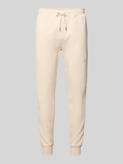 Produktfoto, cremefarbene Regular Fit Sweathose aus Baumwoll-Mix von Polo Ralph Lauren, glatte Textur, Herren Sweathose