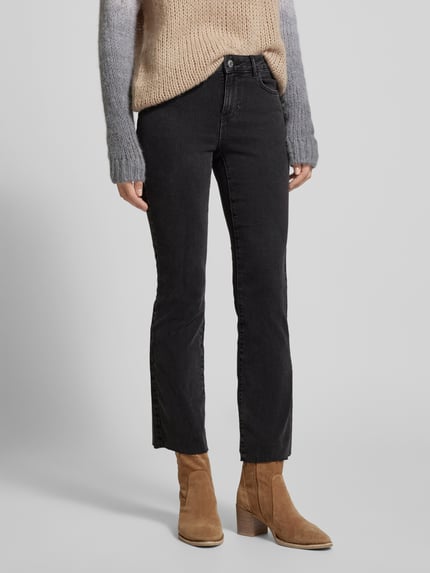VERO MODA Bootcut High-Waist-Jeans mit offenem Saum Modell 'SHEILA' Black 4