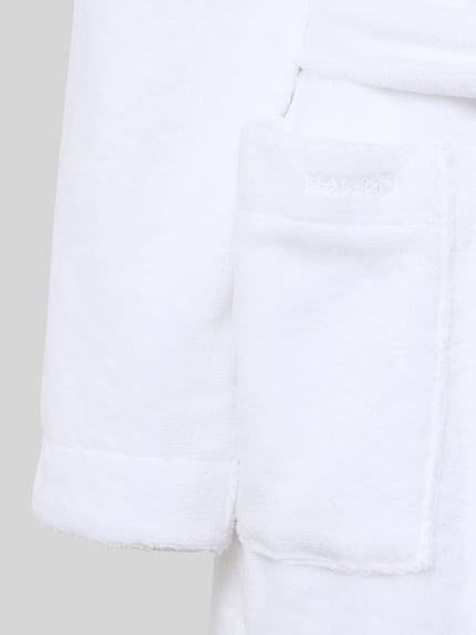 HANRO Bademantel mit Logo Stitching Modell 'Selection' Weiss 2
