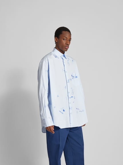 VETEMENTS Oversized vrijetijdsoverhemd met borstzak Lichtblauw - 4