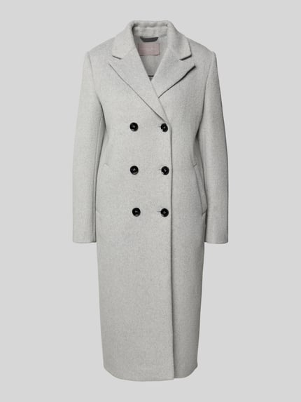 Christian Berg Woman Selection Regular fit lange wollen jas met viscose Lichtgrijs gemêleerd - 2