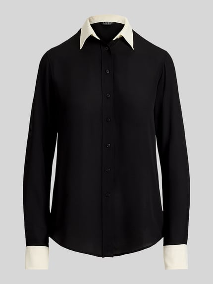 Lauren Ralph Lauren Regular Fit Langarmbluse mit Hemdblusenkragen Modell 'JAMELKO' Black 2