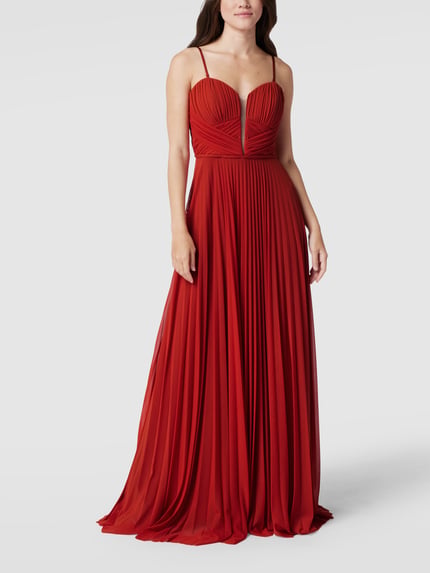 TROYDEN COLLECTION Avondjurk met plissévouwen Roestrood - 1