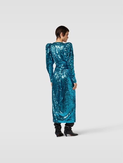 ROTATE Maxi-jurk met all-over pailletten Oceaanblauw - 5