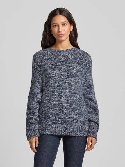 Lanius Grobstrickpullover aus Alpaka-Mix mit Rundhalsausschnitt Blau Melange 4