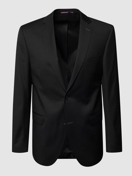 Carl Gross Modern fit colbert met 2 knopen van scheerwol Zwart - 2