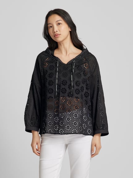 Marc Cain Blusenshirt mit Lochstickerei Black 4