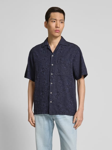 JACK & JONES Premium Freizeithemd mit Knopfleiste Modell 'AARON' Dunkelblau 4