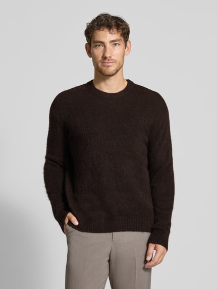 Selected Relaxed fit gebreide pullover met wol, model 'RAI BRUSHED' Middenbruin - 4