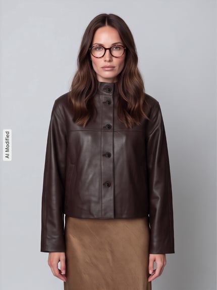 Jake*s Casual Regular Fit Lederjacke aus reinem Lammnappa Dunkelbraun 4