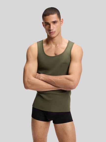 BOSS Slim Fit Tanktop aus reiner Baumwolle im 3er-Pack Oliv 2