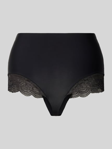 Productfoto, Slip met elastische tailleband en kant van MAGIC Bodyfashion, zwart, naadloze textuur, aansluitende fit, materiaalmix met stretch