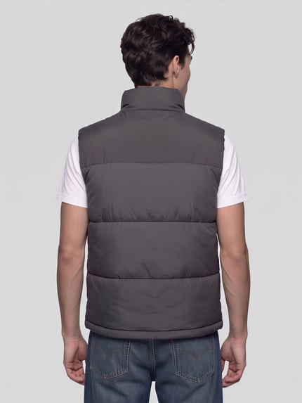 ONLY & SONS Steppweste mit hohem Stehkragen Graphit 5
