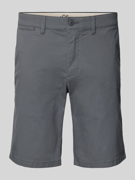 Produktfoto, Regular Fit Bermudas aus Baumwoll-Mix Modell 'PHOENIX' von s.Oliver RED LABEL, Optik: Unifarben, Twill-Struktur, 5-Pocket-Design, Länge Cropped, Knopf und verdeckter Reißverschluss, Materialverarbeitung: Baumwoll-Mix, dezente, glatte Oberfläche in Grauton.