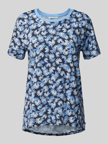 Tom Tailor Denim T-shirt o kroju comfort fit z czystej bawełny ze wzorem na całej powierzchni Ciemnoniebieski 2