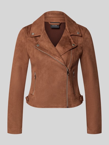 Productfoto, Regular fit kunstleren jack met riemen aan de romp model 'JOSE' van VERO MODA, dames, bruin, gladde textuur