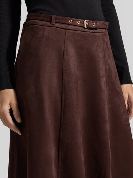 ZABAIONE Midirok in leerlook met riem model 'Br44ittany' Donkerbruin - 3