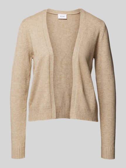 VILA Cardigan mit gerippten Abschlüssen Beige Melange 2