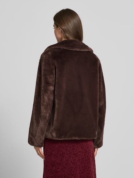 Jake*s Collection Zachte jas van imitatiebont met platte kraag Donkerbruin - 5