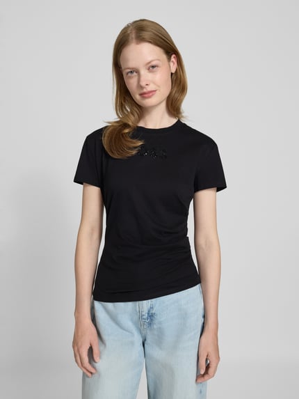 BOSS Slim fit T-shirt van puur katoen Zwart - 4