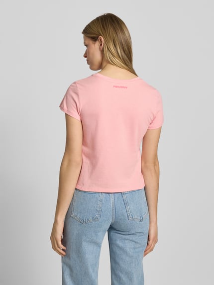 REVIEW T-Shirt mit Statement-Print und Rundhalsausschnitt Rosa 5