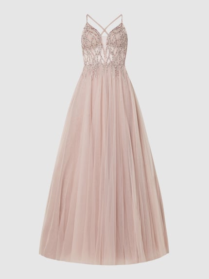 LUXUAR FASHION Abendkleid aus Tüll mit Strasssteinen Mauve 2