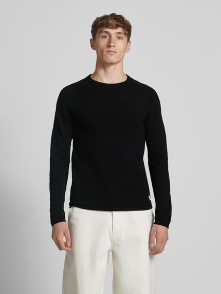 JACK & JONES Strickpullover mit Label-Patch Modell 'HILL' Black 4