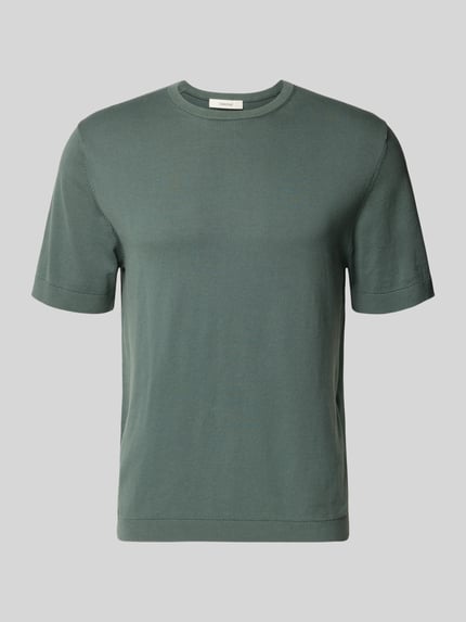 Produktfoto, Regular Fit T-Shirt aus reiner Bio-Baumwolle Modell 'TORINO' von SELECTED HOMME in Uni-Optik, Rundhalsausschnitt, Feinstrick, Kurzarm, grün-grauer Farbton, feine Struktur.