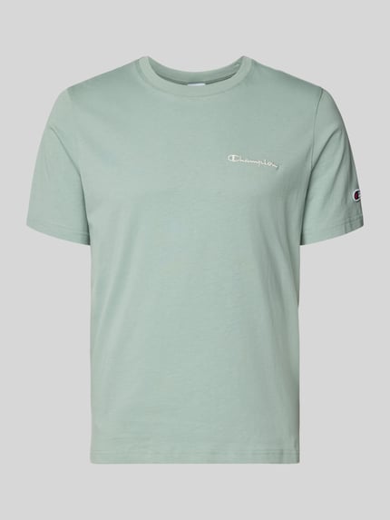T-Shirt mit Label-Stitchings und Rundhalsausschnitt Shop The Look MANNEQUINE