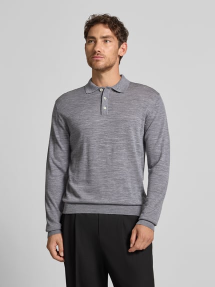 Manuel Ritz Regular Fit Poloshirt aus Schurwolle Hellgrau 4
