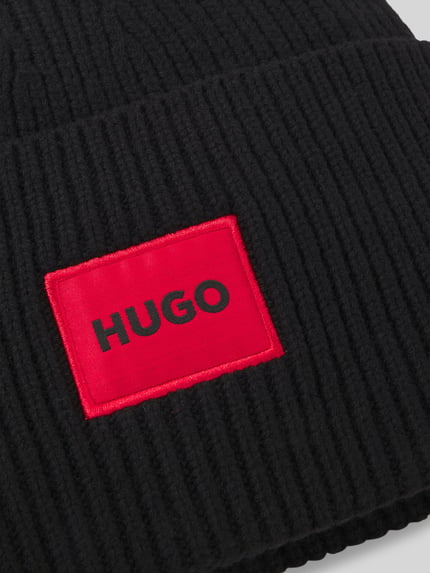 HUGO Mütze mit kontrastierendem Logo-Patch Black 4