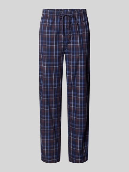 Produktfoto, Pyjama-Hose im Allover-Look mit Tunnelzug von bugatti, ciemnoniebieski wzór na całej powierzchni, bawełna, krój regular fit, elastyczny pas, tunel